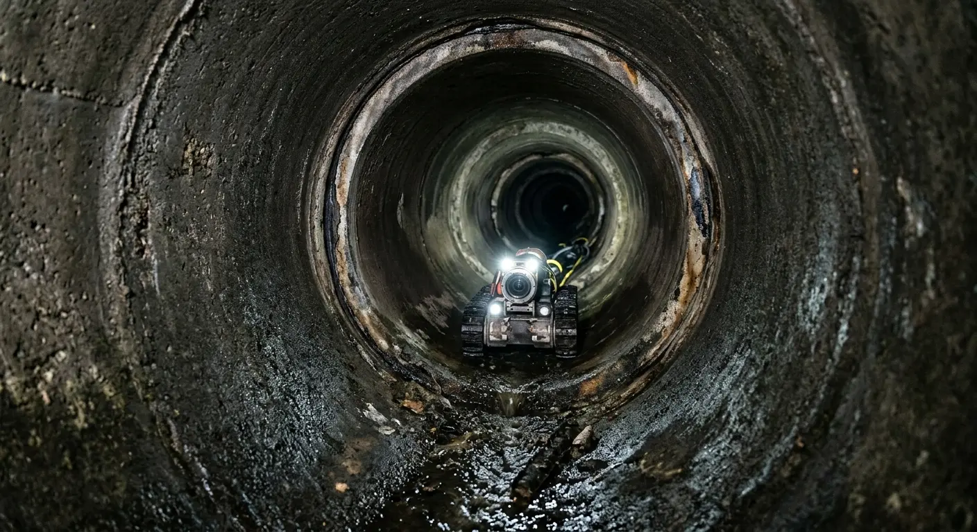 Robotic sewer camera inspecting pipe interior for Drain Snake Service in Humble